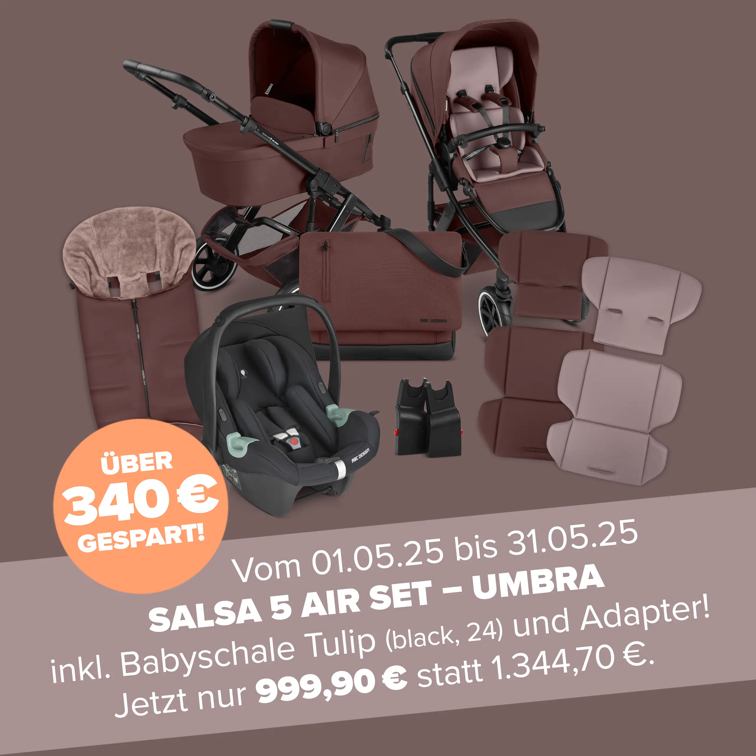 ABC Design Kinderwagen Salsa 5 Air Set Umbra