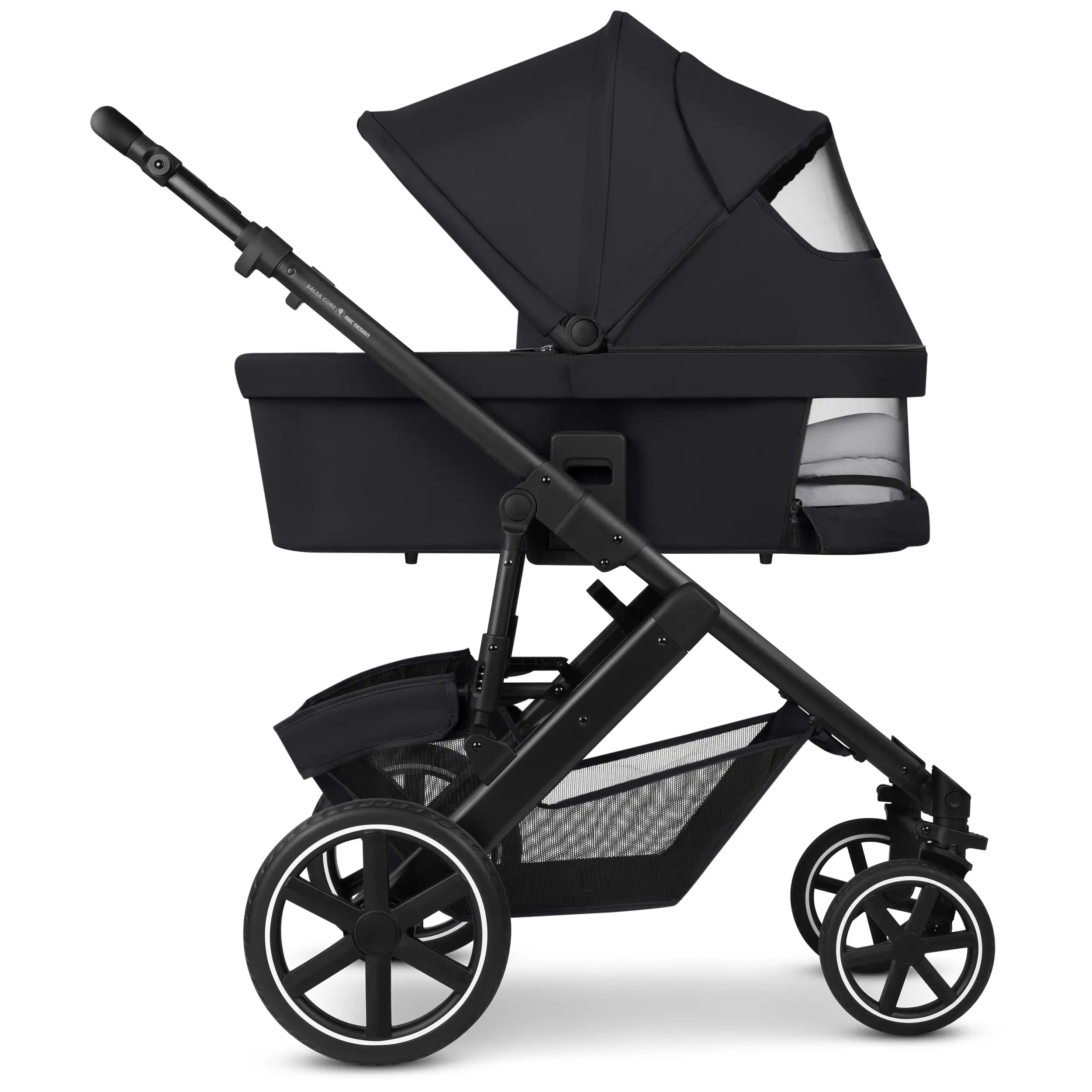 4in1 Kinderwagen-Set Salsa Core inkl. Babyschale Calla mit Liegefunktion & Isofix Base Root - Ink