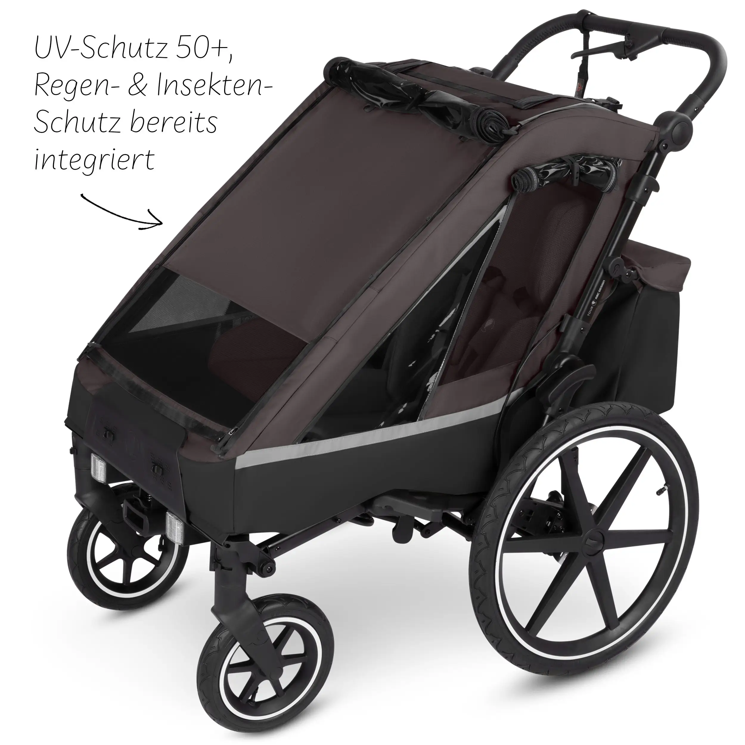 Fahrradanhänger Tour 2 mit 2 Komfortsitzen & Lufträdern - Falcon