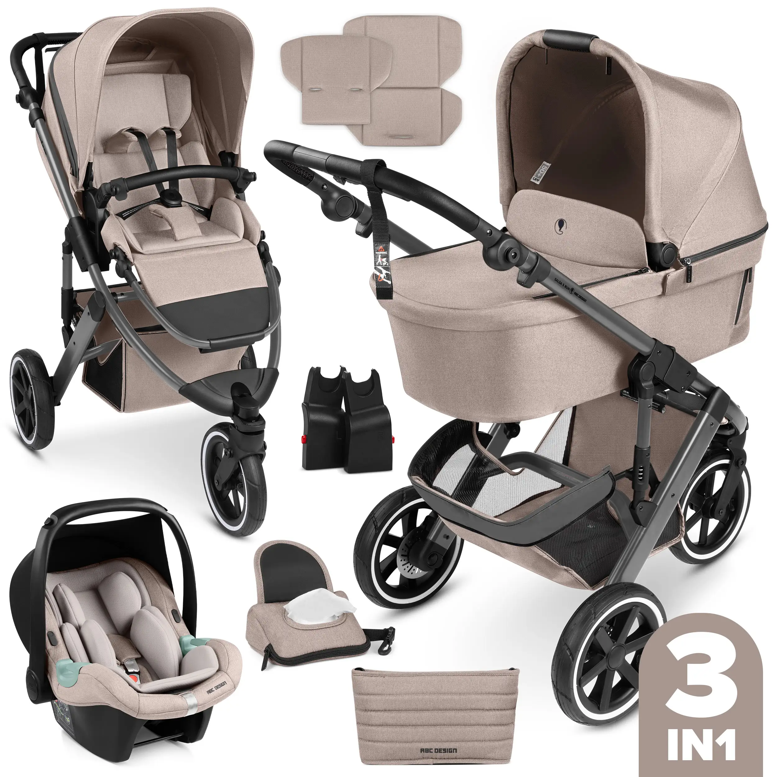 Set cochecito 3 en 1 Salsa 5 Run incl. Silla de Auto - Camel Set cochecito 3 en 1 Salsa 5 Run incl. Silla de Auto - Camel