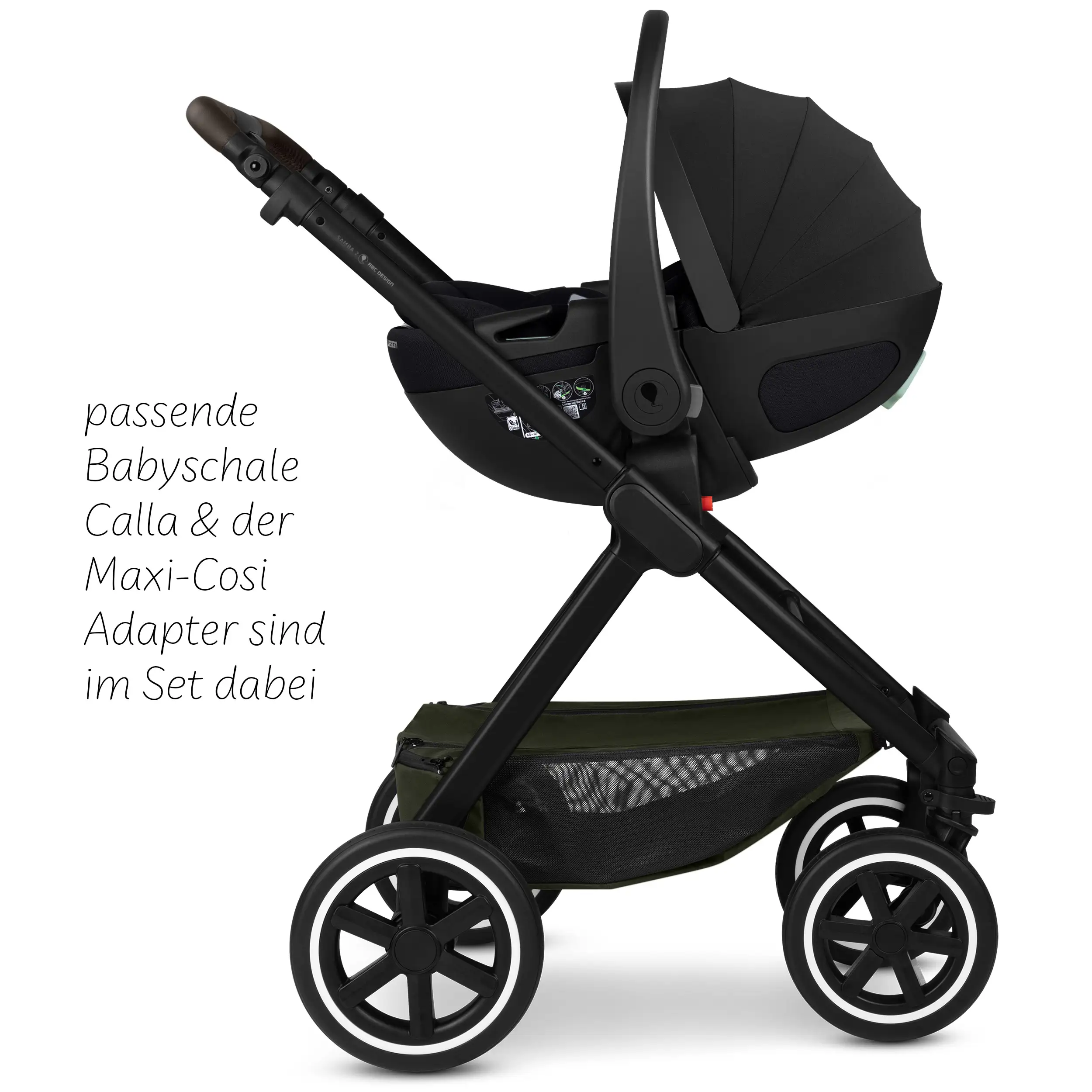 Travel system Samba 2 incl. Calla lie-flat infant car seat - Avocado