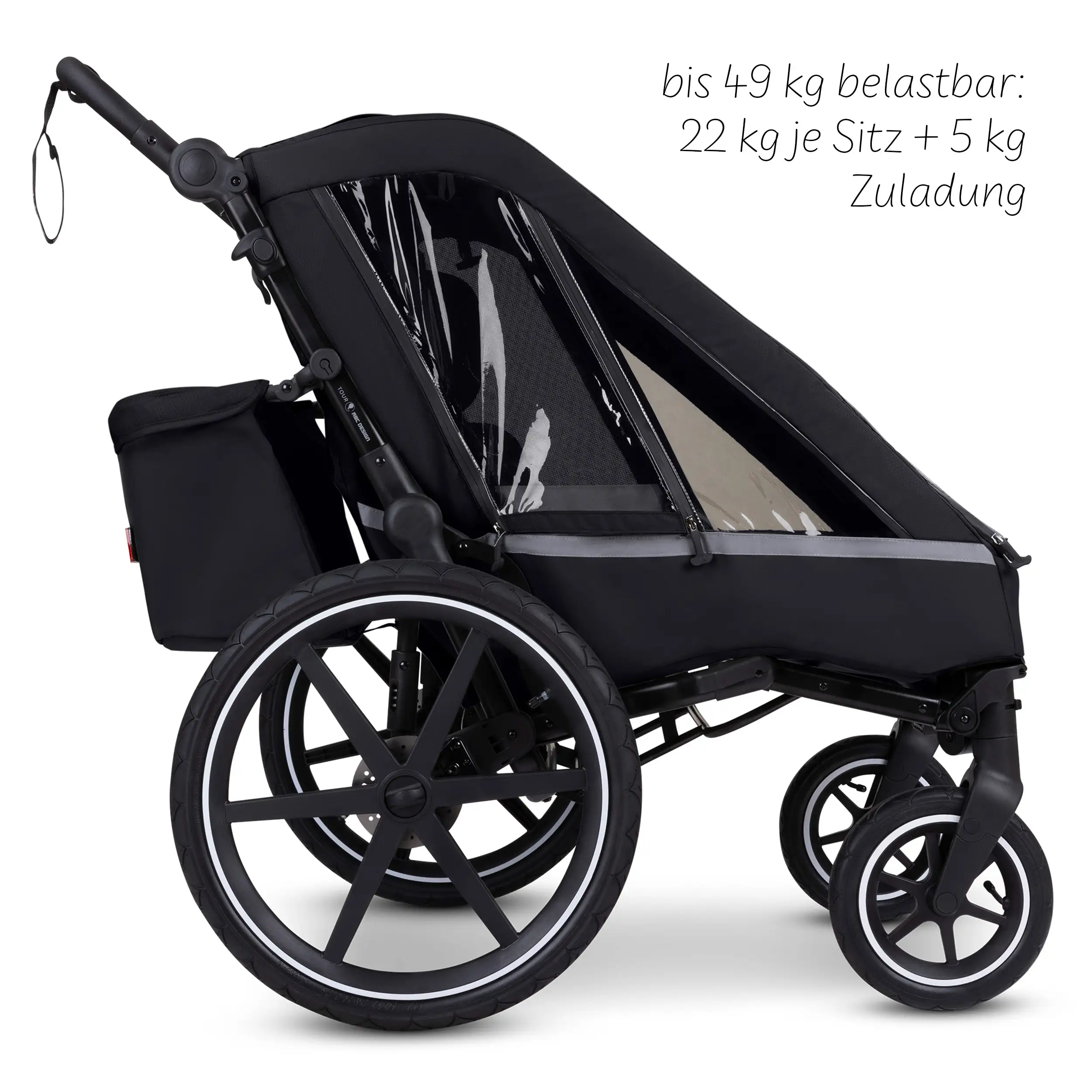 Remolque de Bicicleta de Paseo con 2 Asientos Confortables y Ruedas de Aire - Ink  Remolque de Bicicleta de Paseo con 2 Asientos Confortables y Ruedas de Aire - Ink