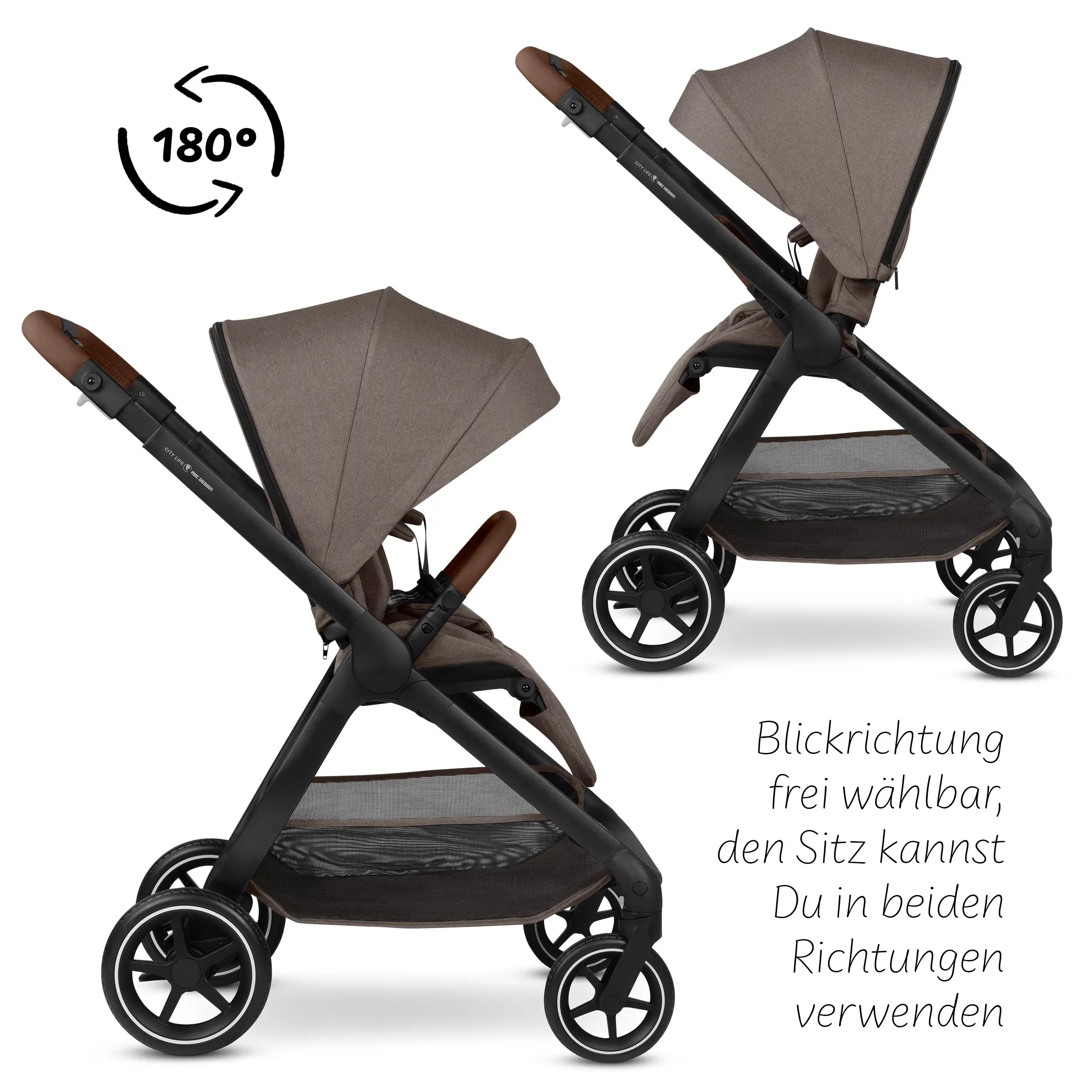 3in1 Kinderwagen-Set City Life inkl. Babyschale Maxi Cosi Pebble 360 Pro 2 - Nature