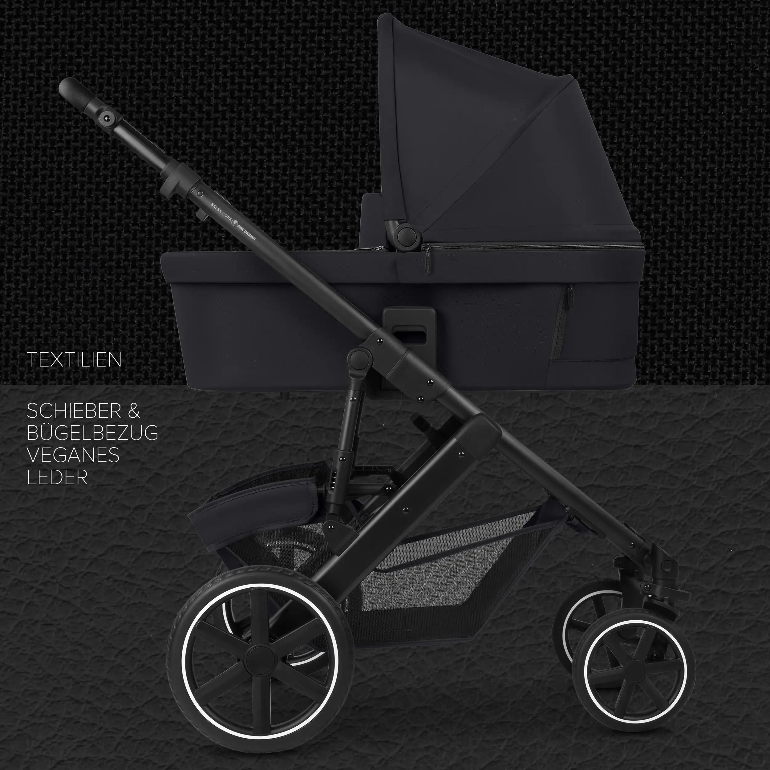 4in1 Kinderwagen-Set Salsa Core inkl. Babyschale Calla mit Liegefunktion & Isofix Base Root - Ink