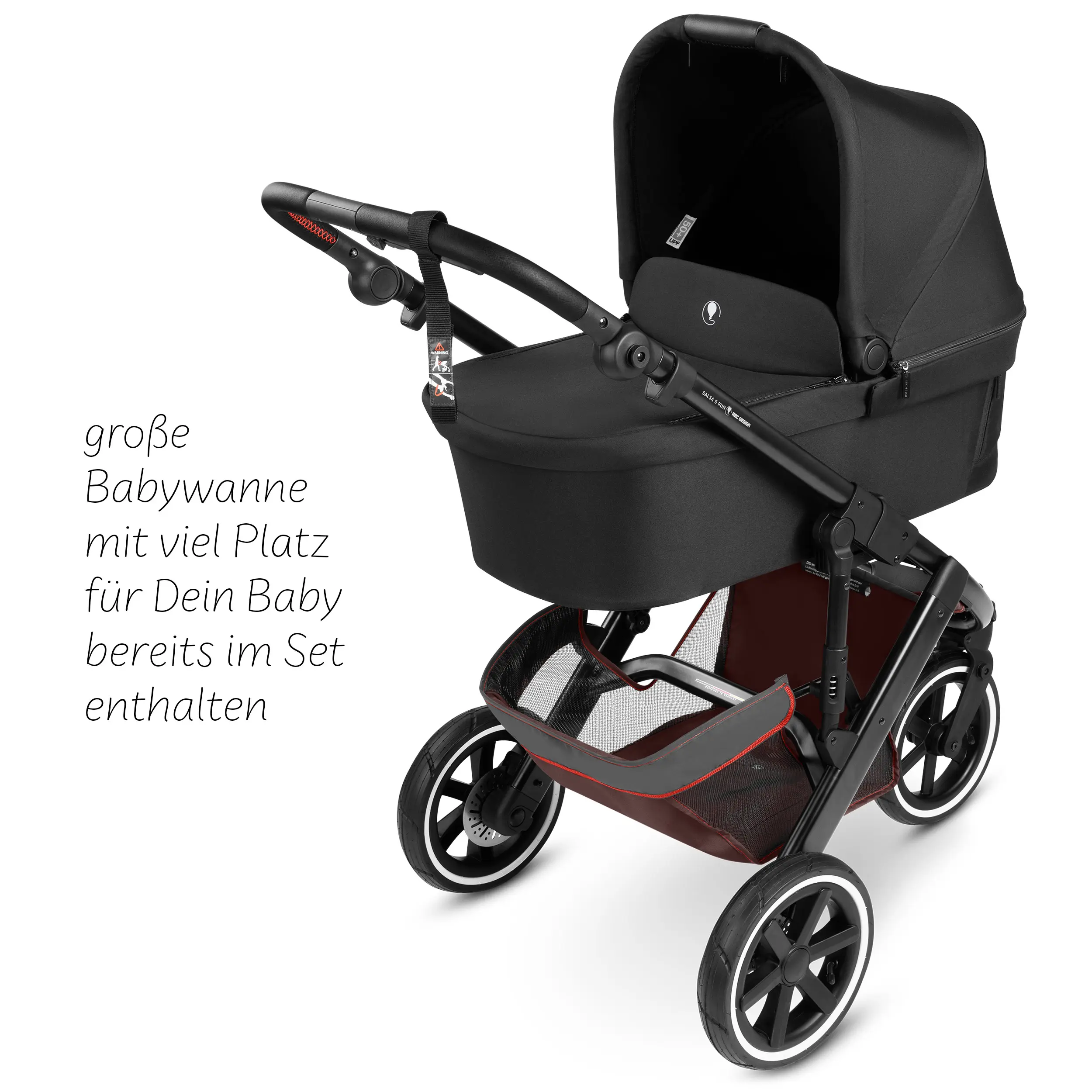 Poussette combinée Salsa 5 Run avec sac à langer, ombrelle, habillage pluie, porte-gobelet - Umbra