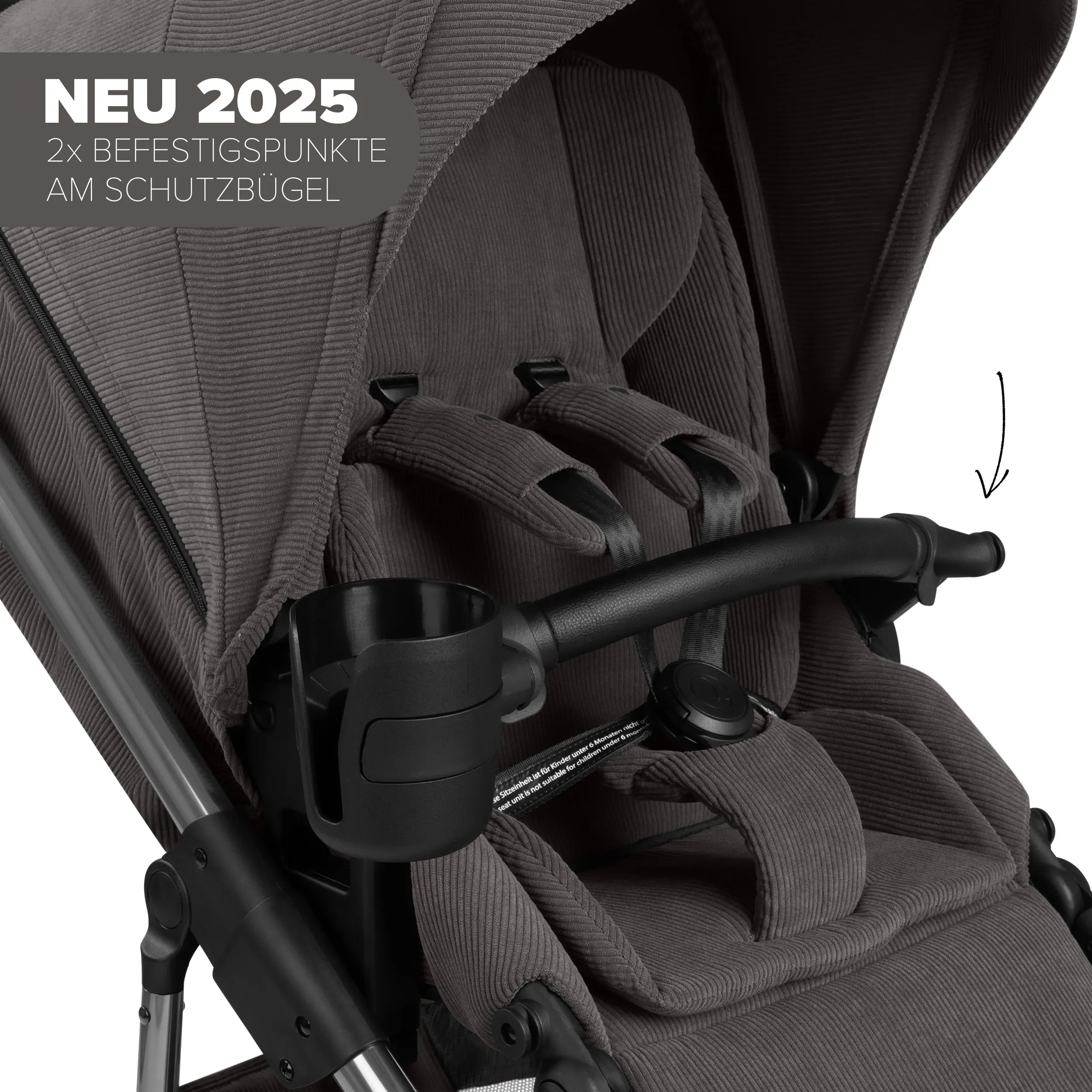 Kombi-Kinderwagen Salsa 5 Air inkl. Wickeltasche, Sonnenschirm, Regenschutz, Becherhalter - Almond