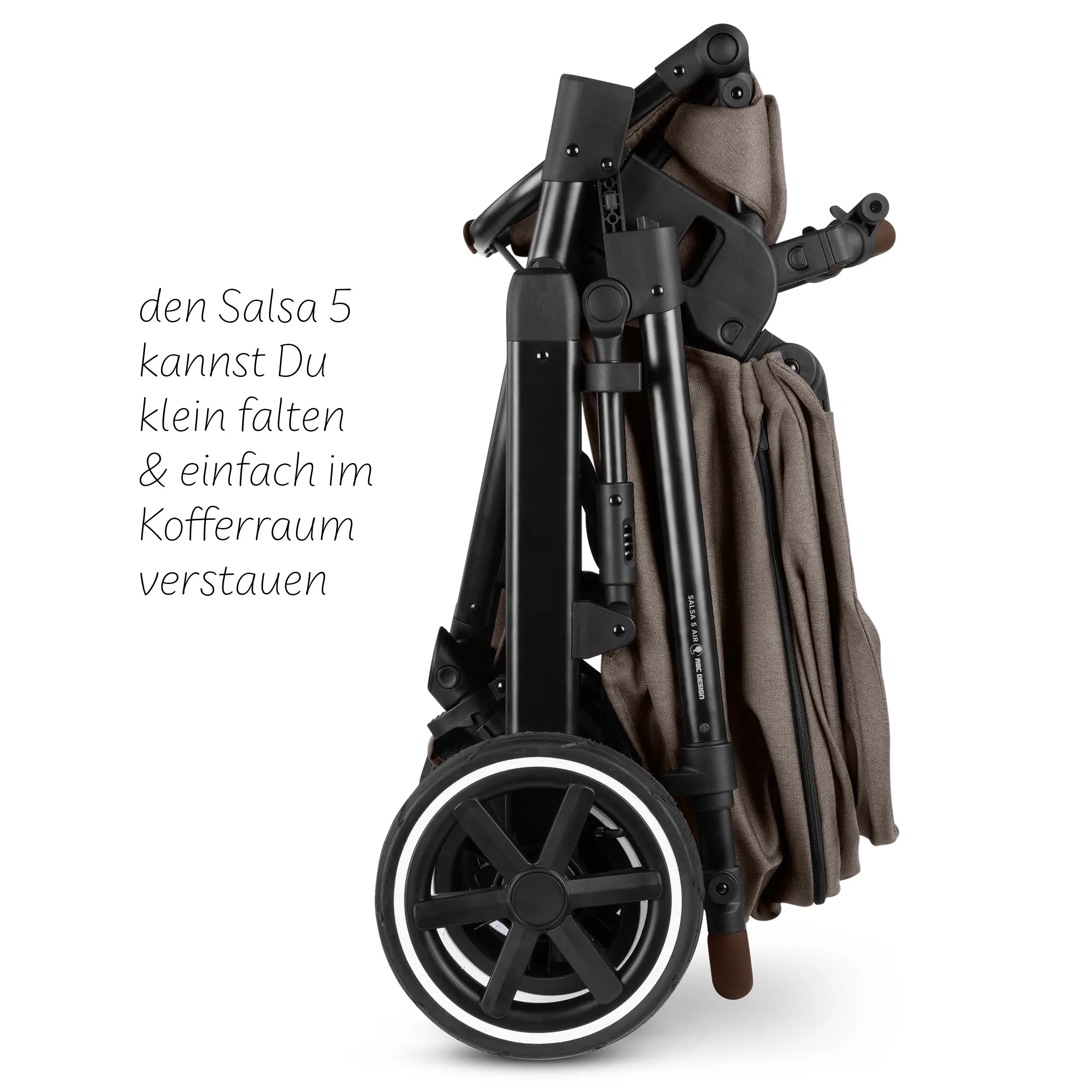 Kombi-Kinderwagen Salsa 5 Air inkl. Wickeltasche, Sonnenschirm, Regenschutz, Becherhalter - Nature