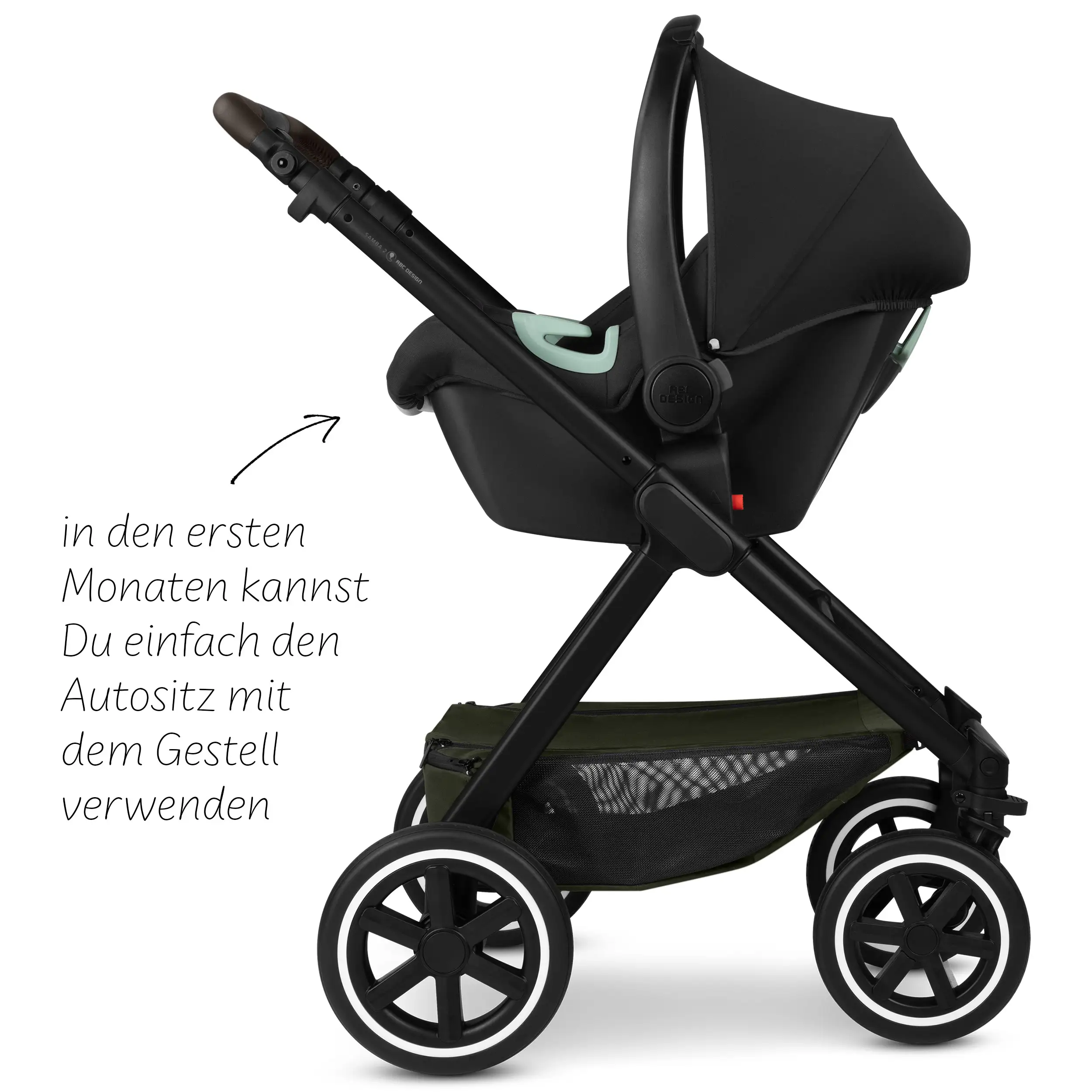 Travel-Set Samba 2 inkl. Autositz für Neugeborene - Avocado