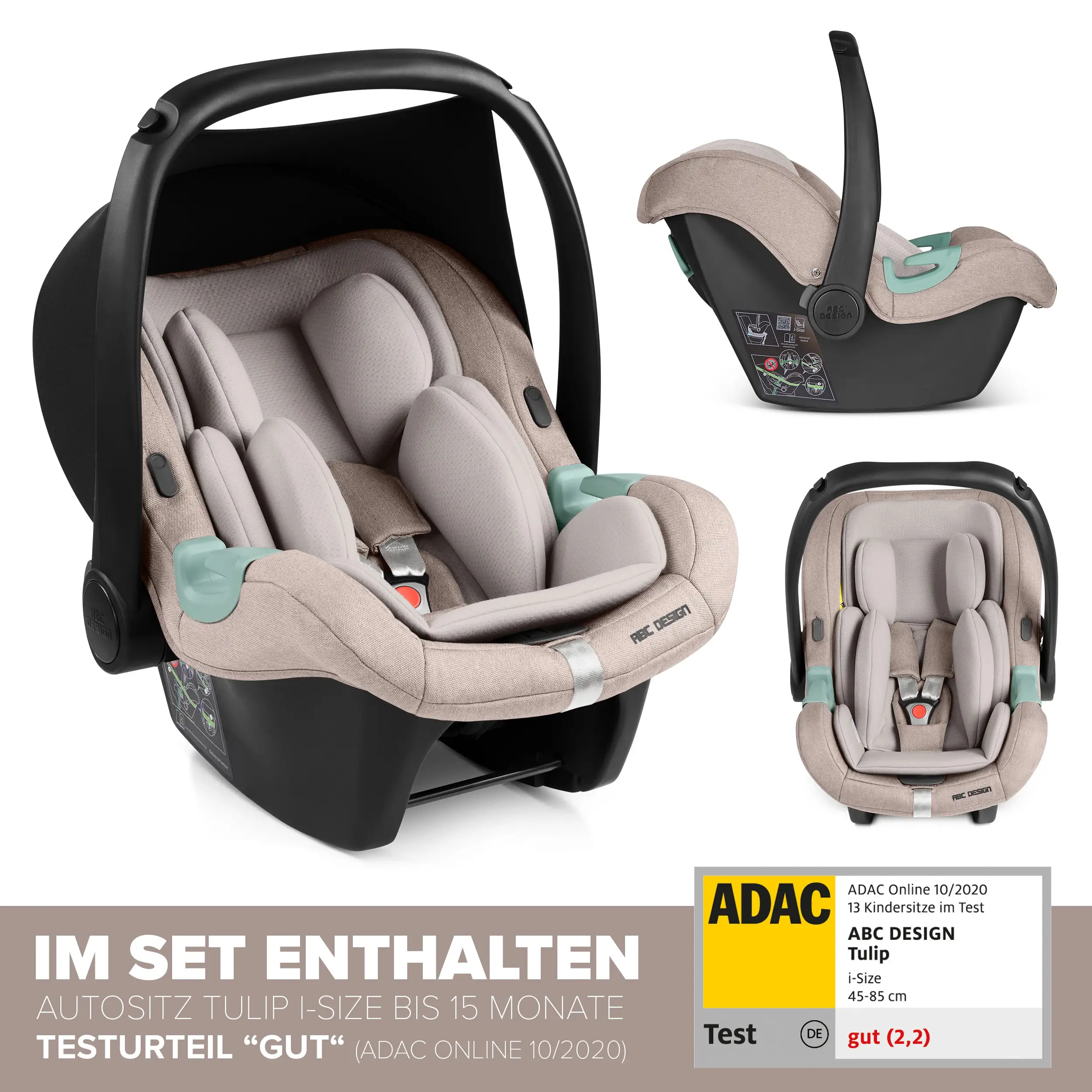 Travel-Set Samba 2 inkl. Autositz für Neugeborene - Camel