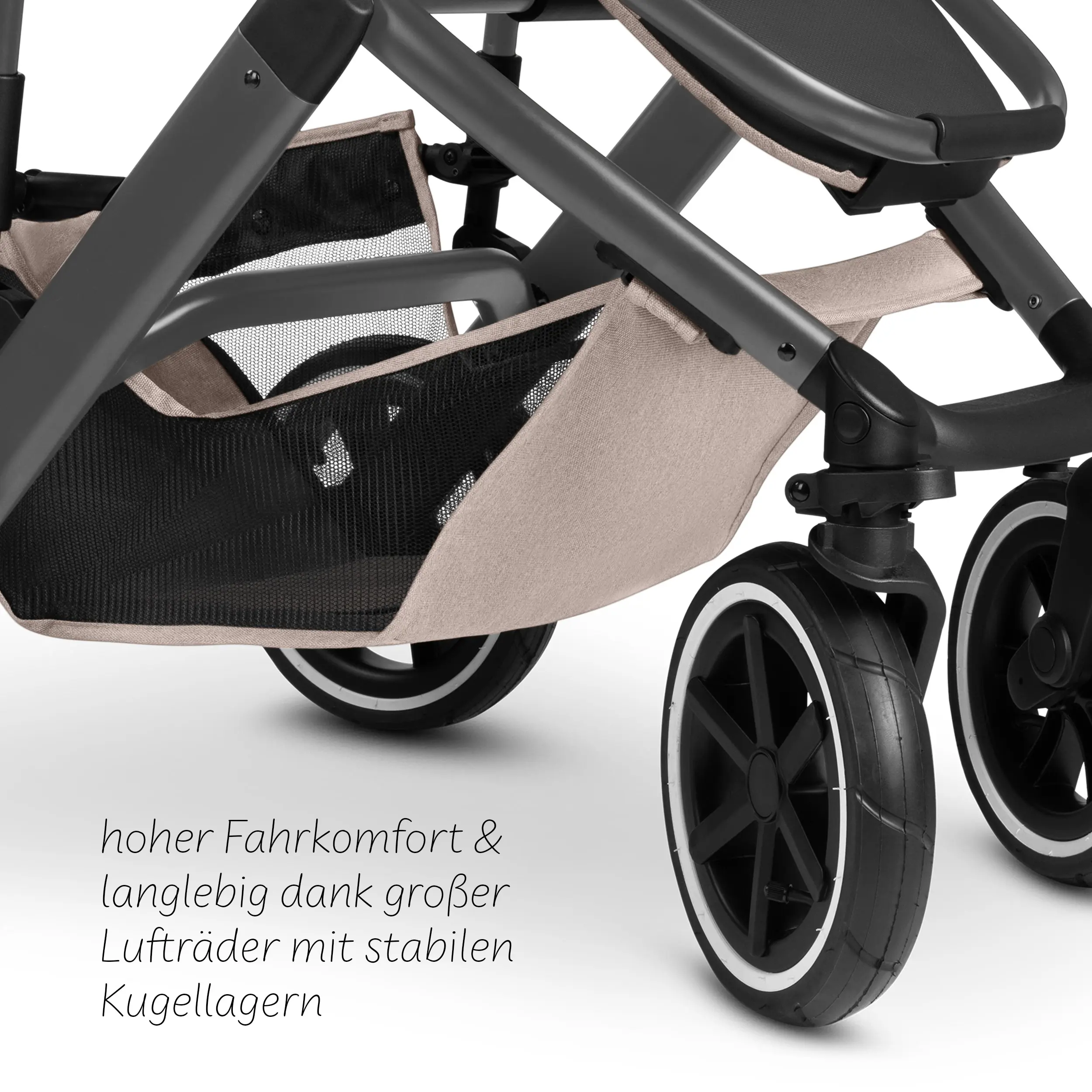 Kombi-Kinderwagen Salsa 5 Air inkl. Wickeltasche, Sonnenschirm, Regenschutz, Becherhalter - Camel