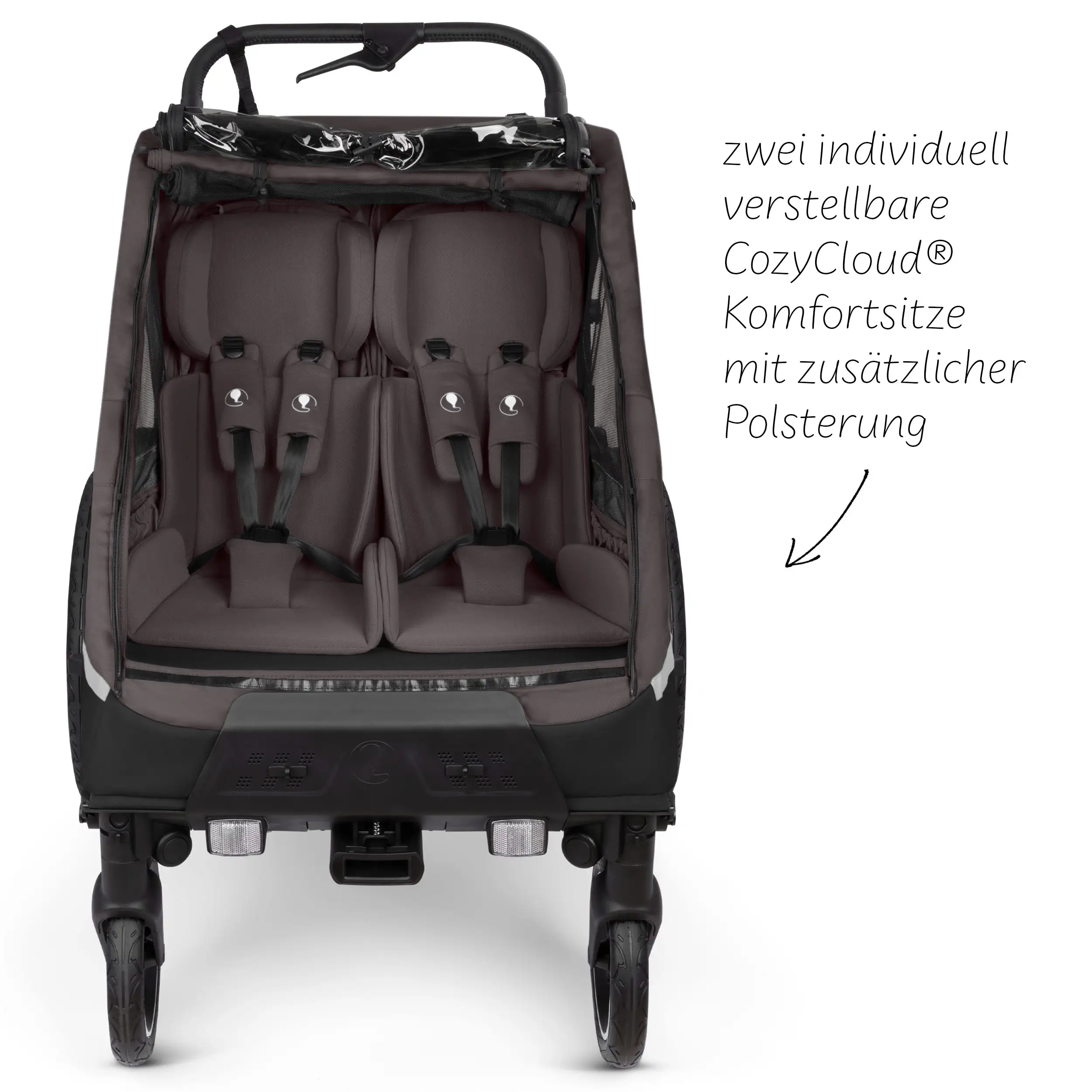 Fahrradanhänger Tour 2 mit 2 Komfortsitzen & Lufträdern - Falcon